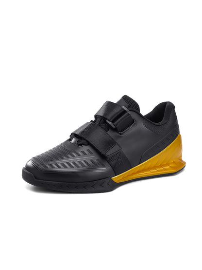 R2478 black gold weightlifting shoe angle view